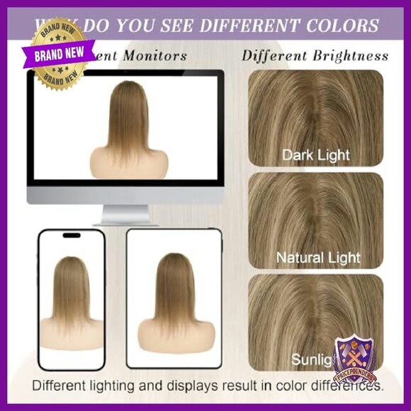 3x5 Silk Base Human Hair Topper, 12 Inch Length, 130% Density